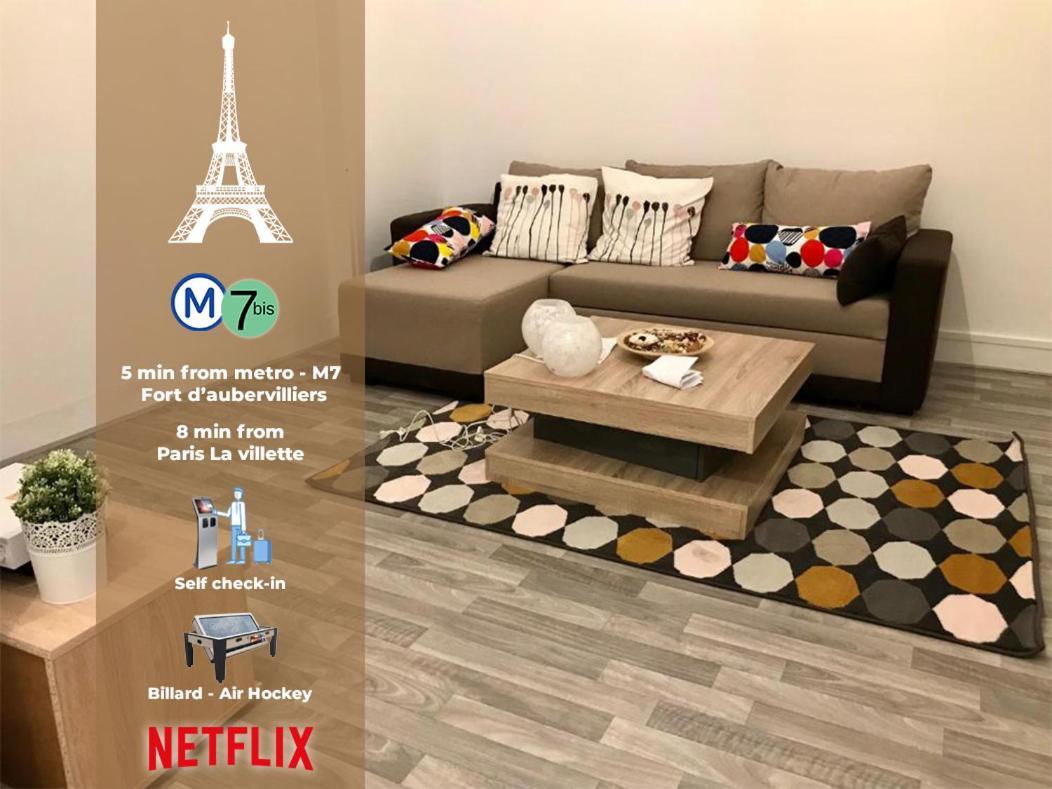 Grand F3 60M2 Pour 6 Personnes - Paris 19Eme - Stade De France - La Villette Обервилье Экстерьер фото