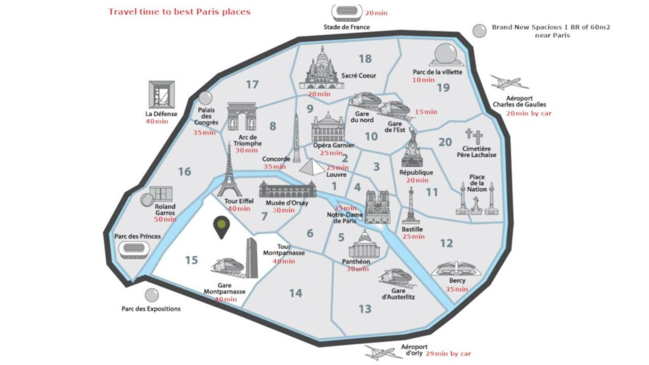 Grand F3 60M2 Pour 6 Personnes - Paris 19Eme - Stade De France - La Villette Обервилье Экстерьер фото
